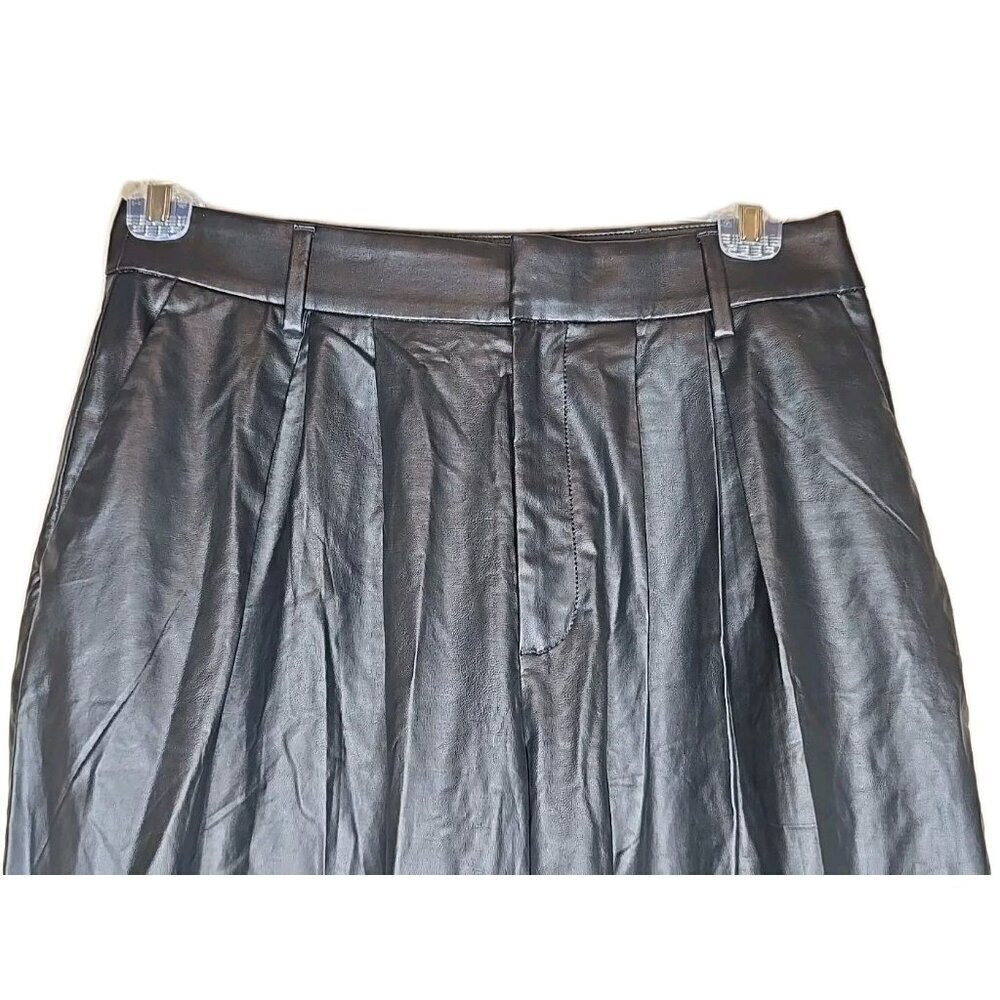 Banana Republic NWT Women's Black Vegan Leather Joggers Size 6 NEW t3 - Picture 3 of 8
